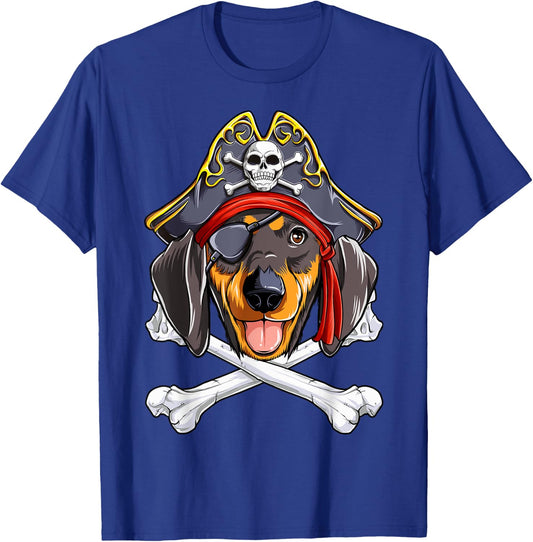 Dachshund Pirate T shirt Jolly Roger Flag Skull Crossbones T-Shirt - T-Shirt | Royal