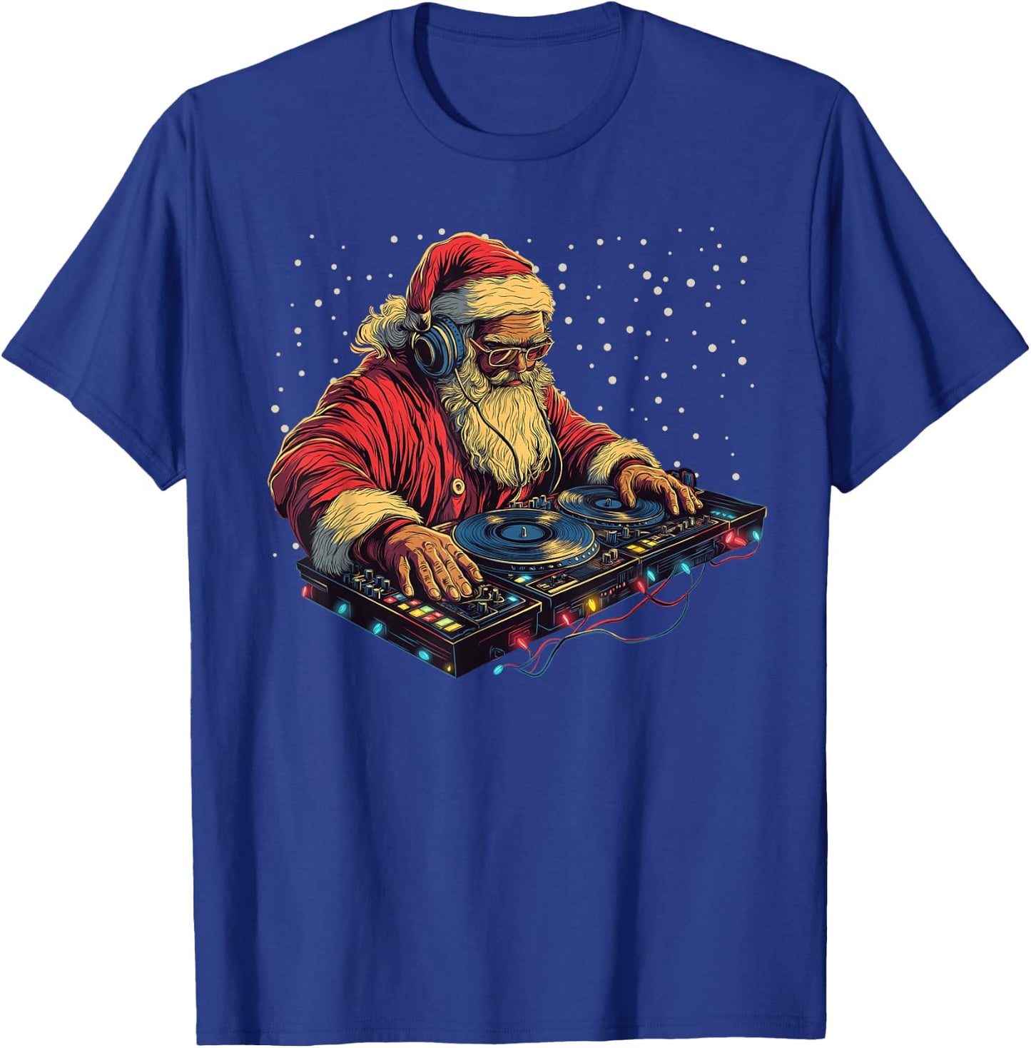 DJ Santa Claus Spinning Christmas Beats Funny House Music T-Shirt - T-Shirt | Royal