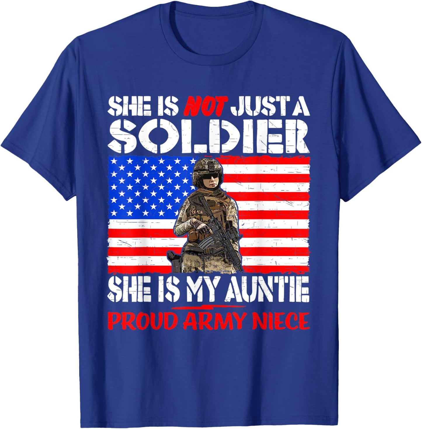 My Auntie Is A Soldier Hero Proud Army Niece Military Family T-Shirt - T-Shirt | Royal