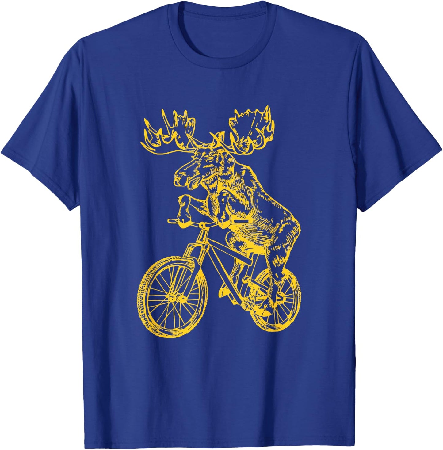 Moose Cycling Bicycle Cool Cyclist Funny Animal Riding Bike T-Shirt - T-Shirt | Royal
