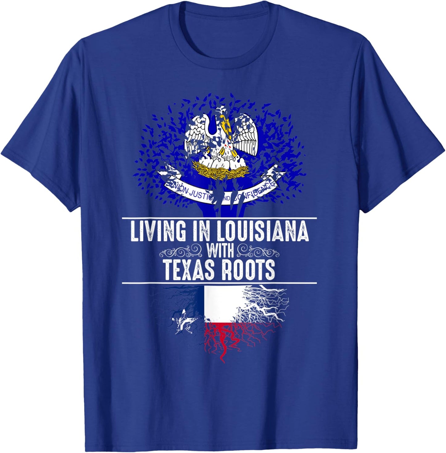 Louisiana Home Texas Roots State Tree Flag Love Gift T-Shirt - T-Shirt | Royal