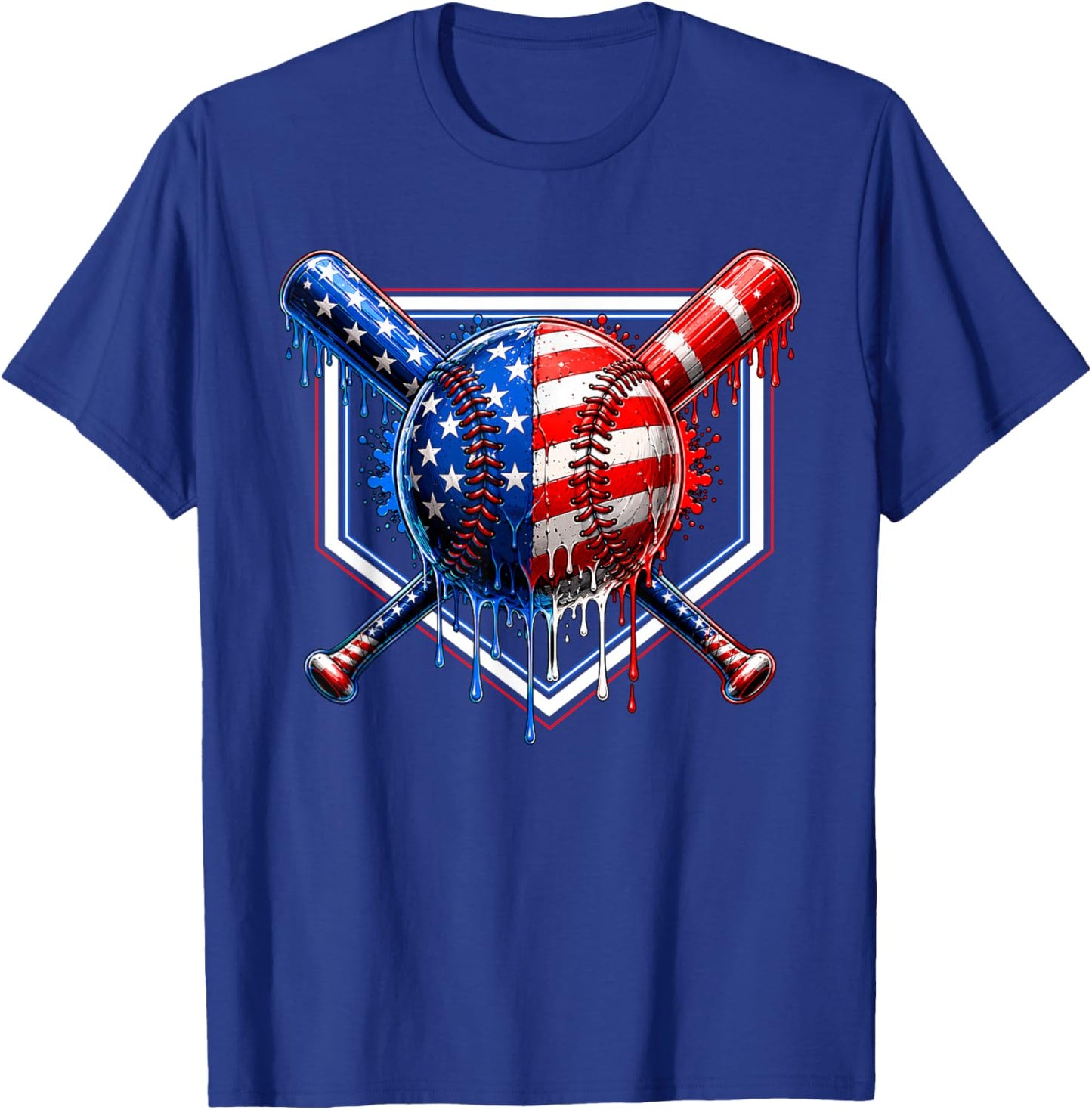 4th of July Baseball Drip Patriotic American Boys Kids Youth T-Shirt - T-Shirt | Royal