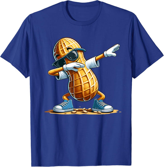 Funny Cool Dabbing Peanut Cartoon Character Dab Dance Nut T-Shirt - T-Shirt | Royal