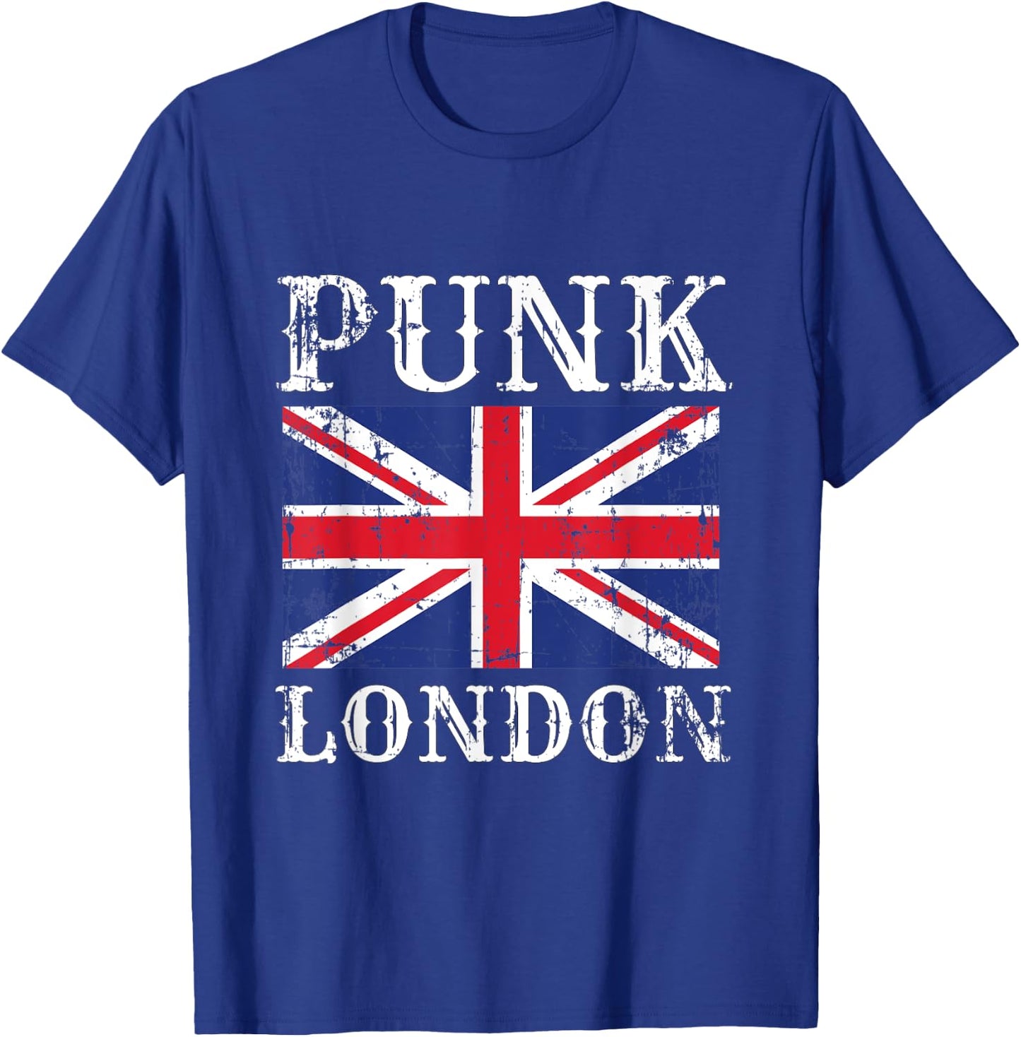 Punk London Retro Rock Rocker Vintage UK Flag T-Shirt - T-Shirt | Royal