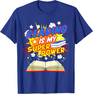 Reading Is My Superpower Comic Book T-Shirt - T-Shirt | Royal