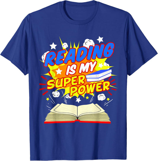 Reading Is My Superpower Comic Book T-Shirt - T-Shirt | Royal
