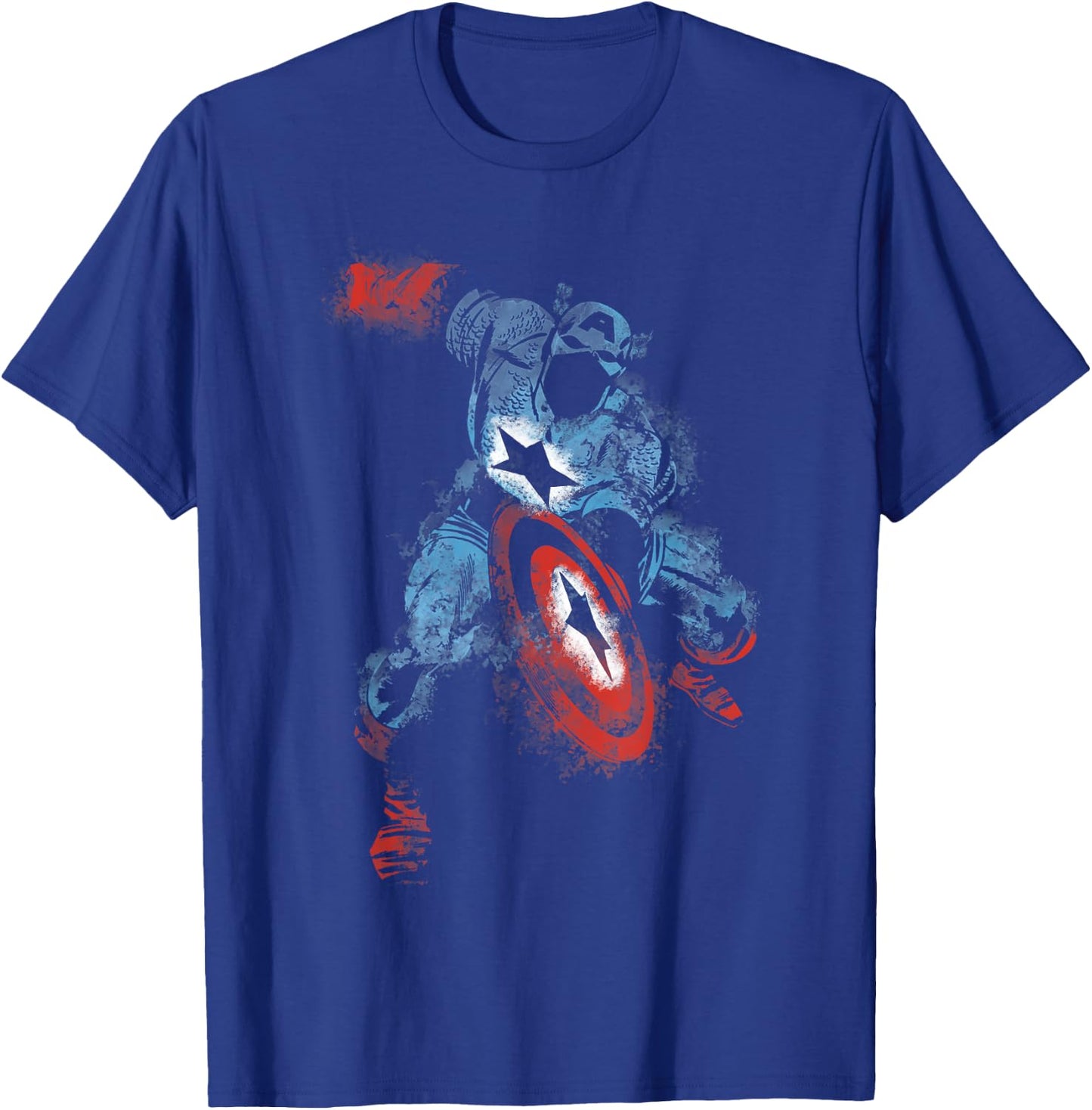 Marvel Captain America Watercolor Paint Graphic T-Shirt - T-Shirt | Royal