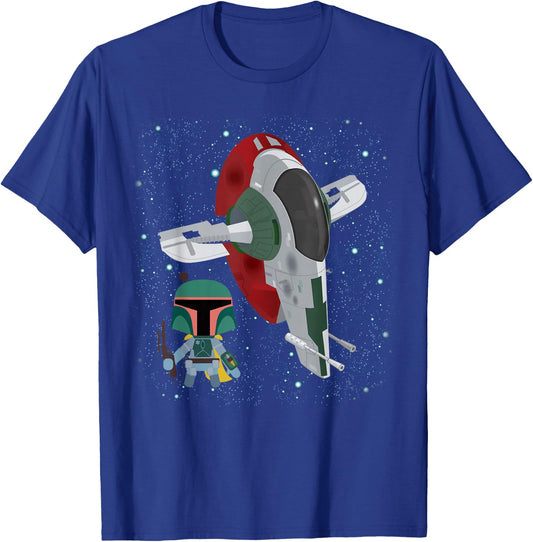 Star Wars Boba Fett Slave-1 Ship Cute Kawaii Graphic T-Shirt - T-Shirt | Royal