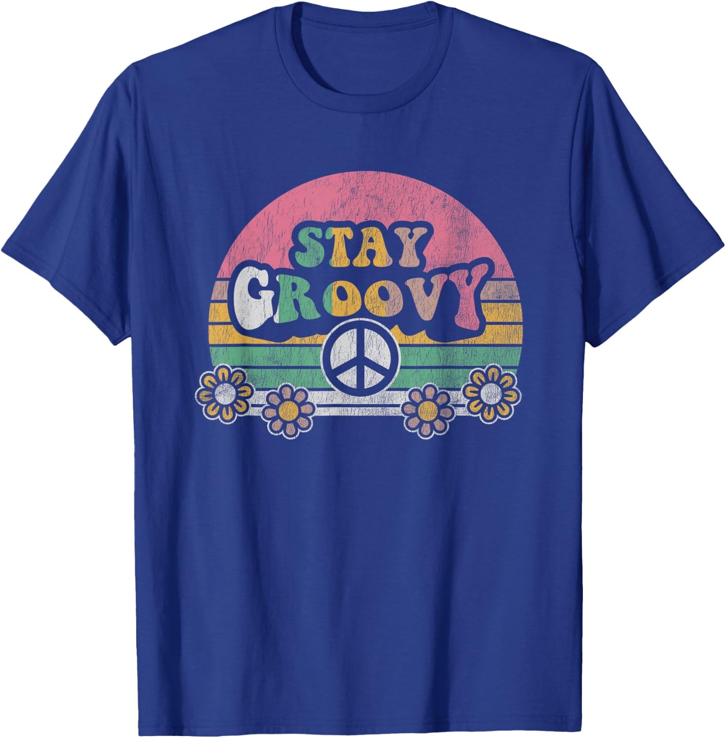 Stay Groovy Retro Vintage Flower Power T-Shirt - T-Shirt | Royal