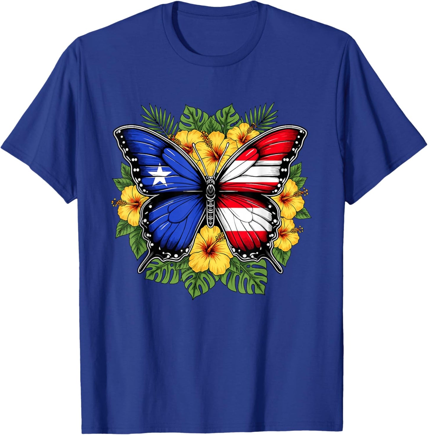 Puerto Rican Flag Butterfly Puerto Rico Hispanic Heritage T-Shirt - T-Shirt | Royal