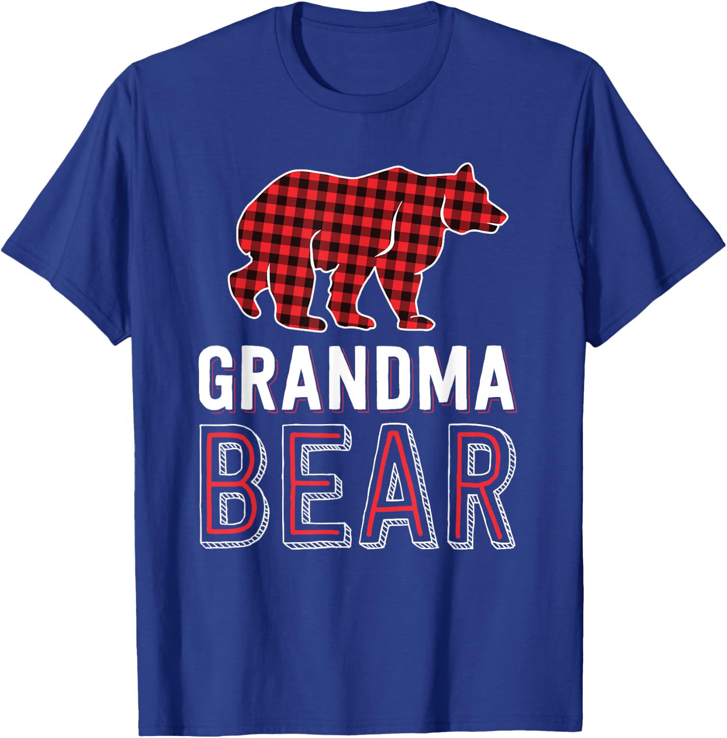 Grandma Bear Red Buffalo Plaid Matching Family Christmas T-Shirt - T-Shirt | Royal