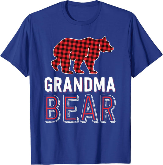 Grandma Bear Red Buffalo Plaid Matching Family Christmas T-Shirt - T-Shirt | Royal