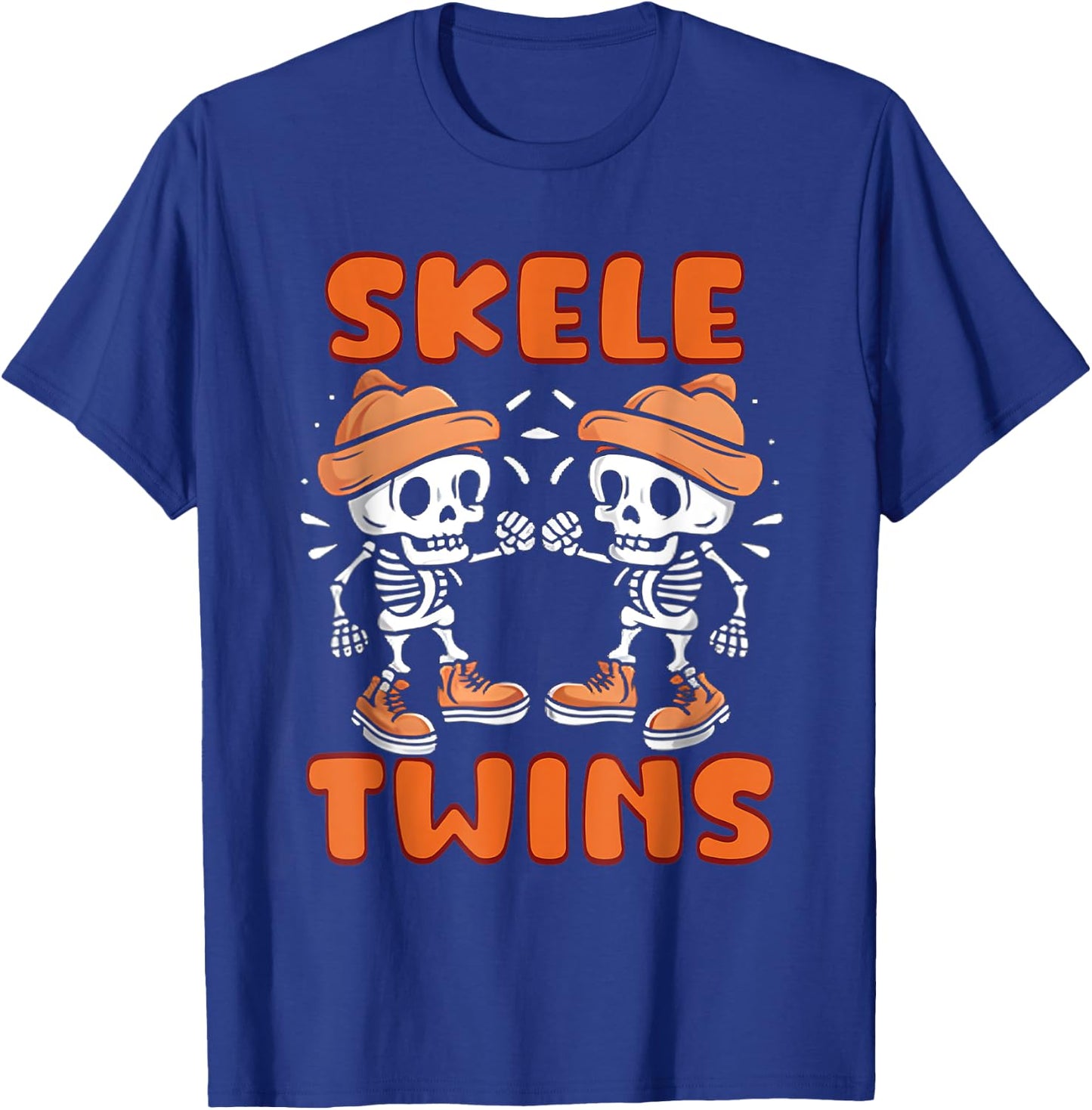 Twin Boys Twinning Halloween Best Friend Matching Skeleton T-Shirt - T-Shirt | Royal