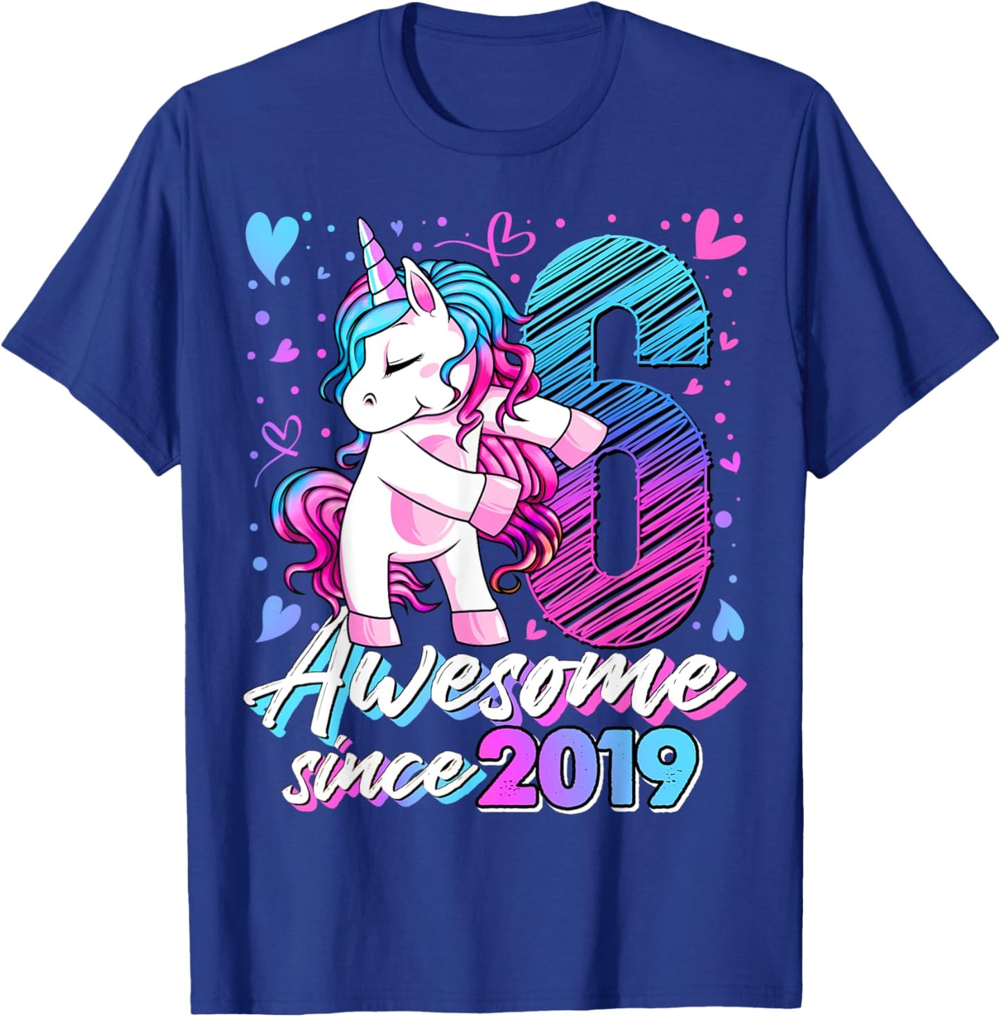 6 Year Old Unicorn Gifts For Girls 6th Birthday Girl Party T-Shirt - T-Shirt | Royal