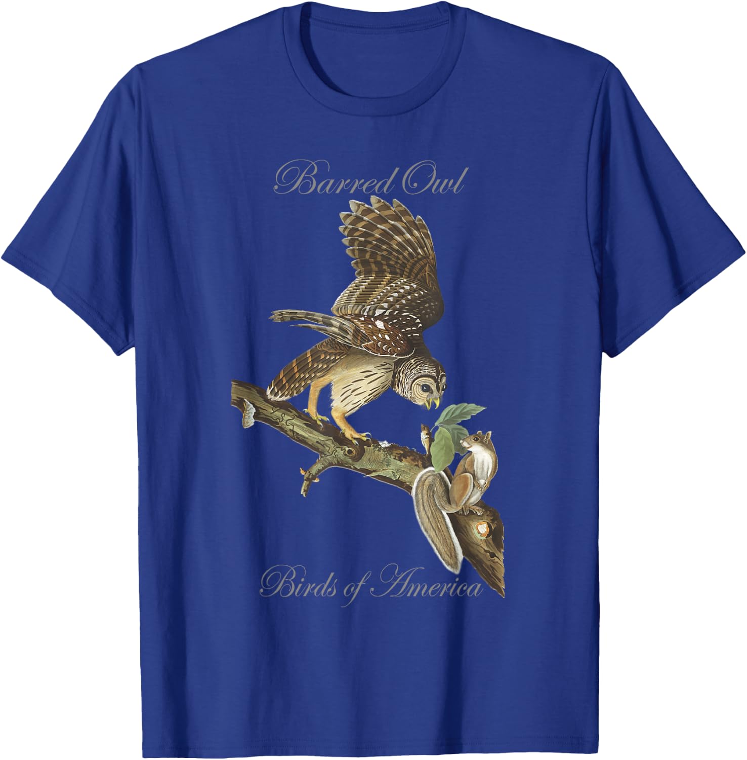 Barred Owl - Birds of America Series Audubon T-Shirt - T-Shirt | Royal