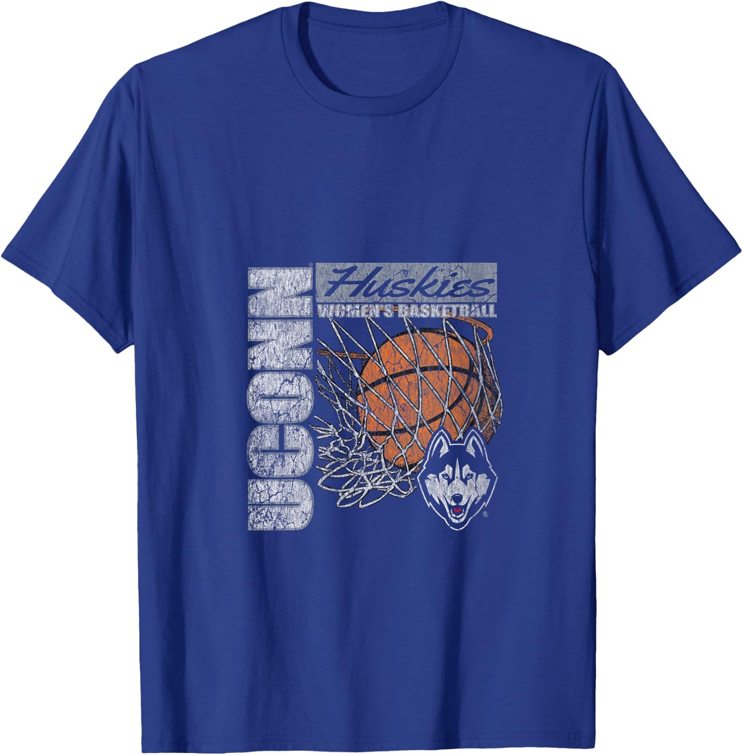 Connecticut Huskies Women's Basketball Vintage 90's Navy V-Neck T-Shirt - T-Shirt | Royal
