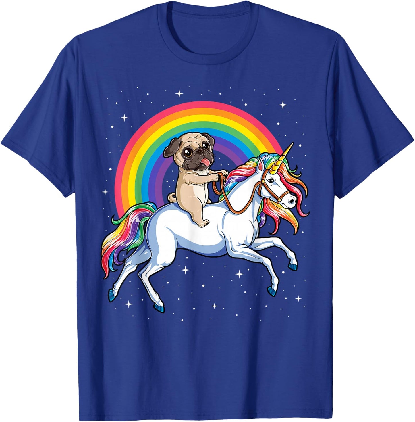 Pug Unicorn T shirt Girls Kids Space Galaxy Rainbow Pugicorn T-Shirt - T-Shirt | Royal
