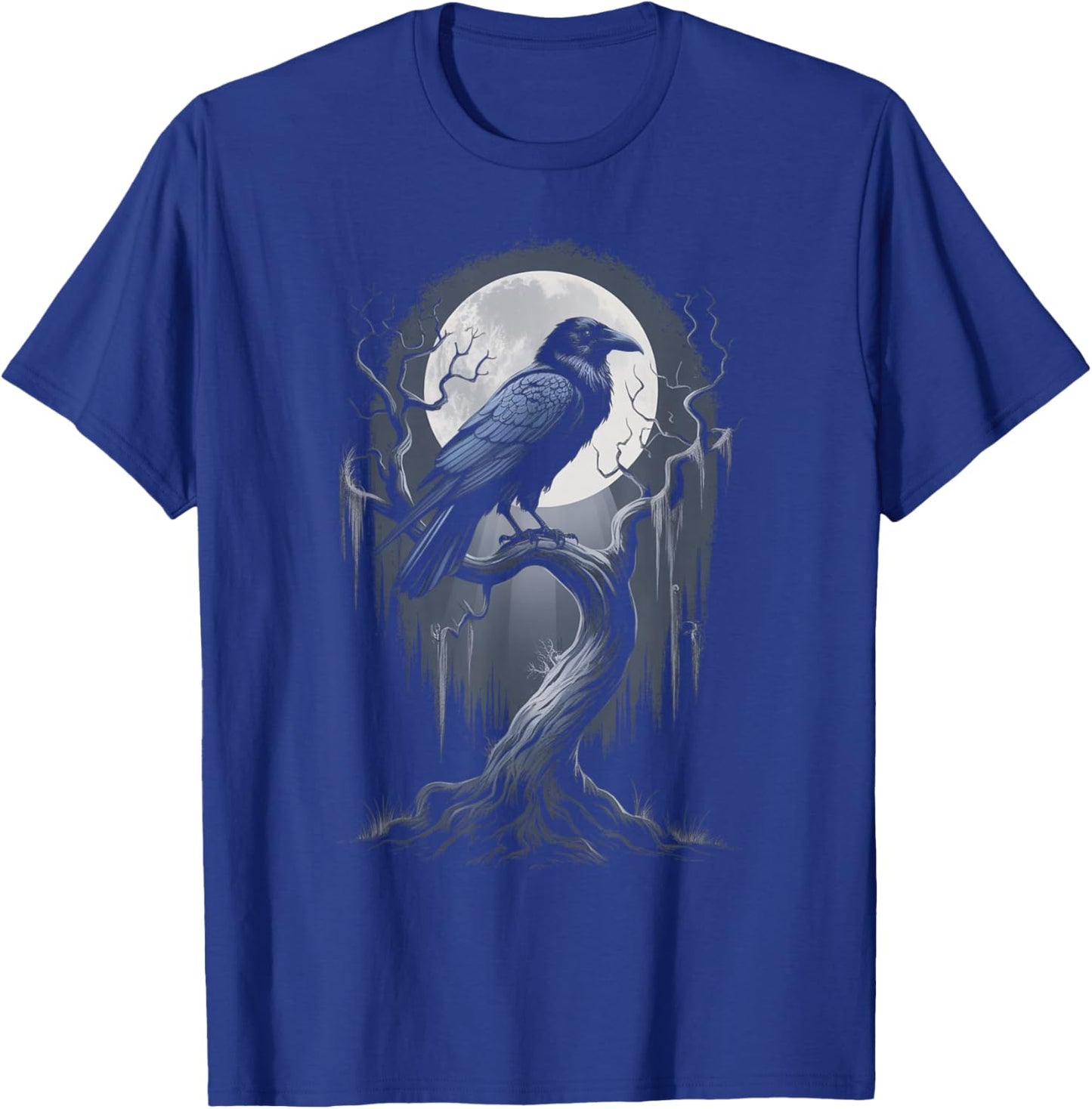 Black Crow Raven Bird Moon Forest T-Shirt - T-Shirt | Royal