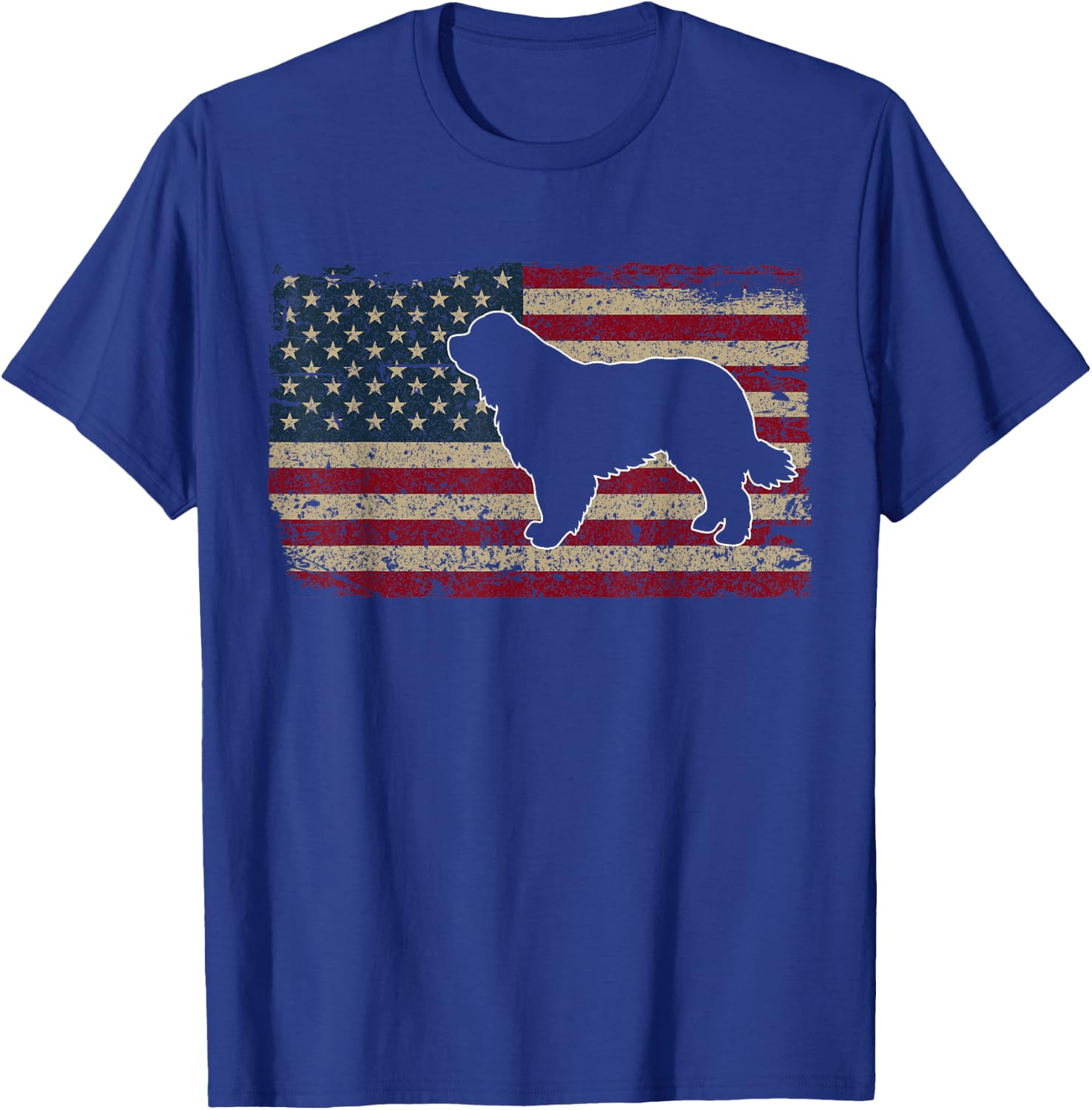 Newfie Dog America Flag Patriotic Dog Lover Gift T-Shirt - T-Shirt | Royal