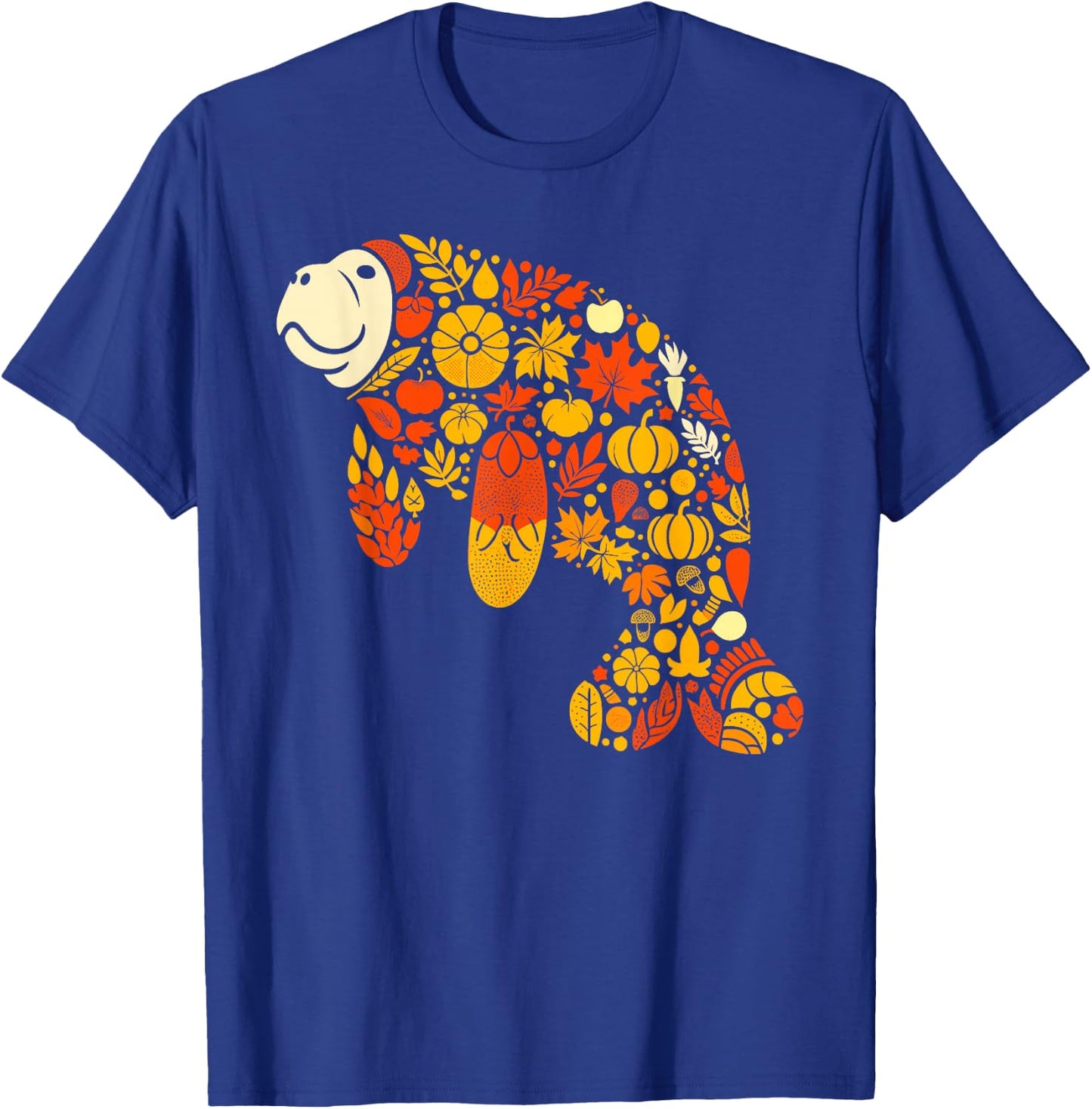 Autumn Pumpkin Fall Manatee Thanksgiving Kids T-Shirt - T-Shirt | Royal