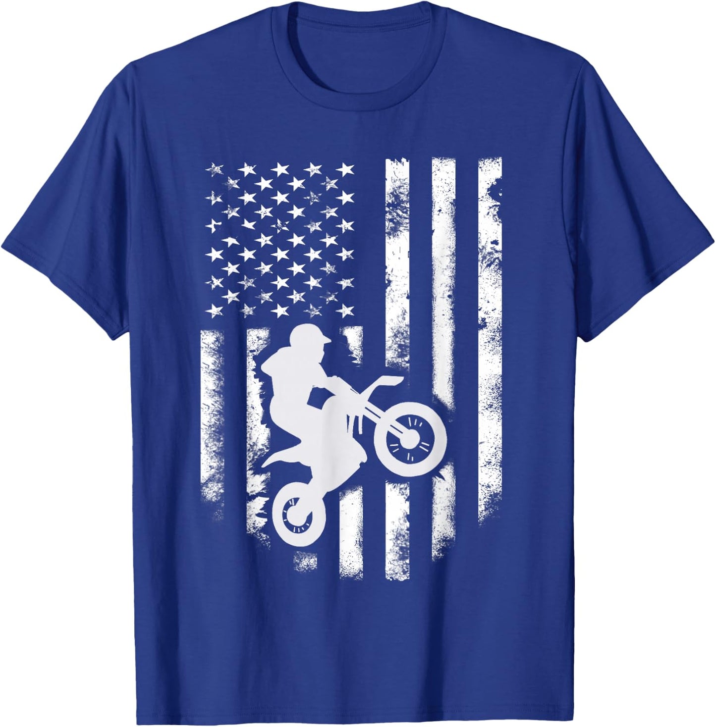 American Flag Motorcross Braap Dirt Bike Off Road Enduro Women Kids Men T-Shirt - T-Shirt | Royal