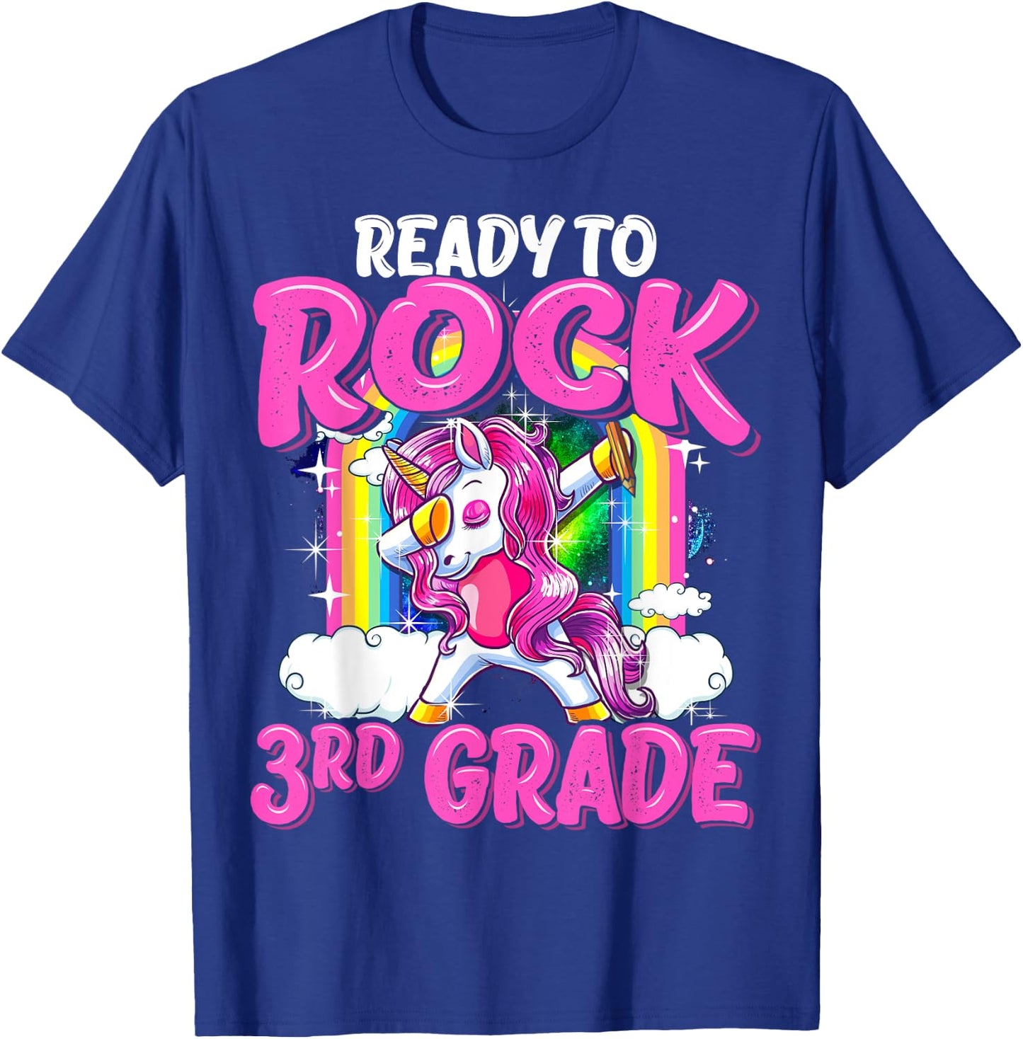 Ready To Rock 3rd Grade Dabbing Unicorn Back To School Girls T-Shirt - T-Shirt | Royal