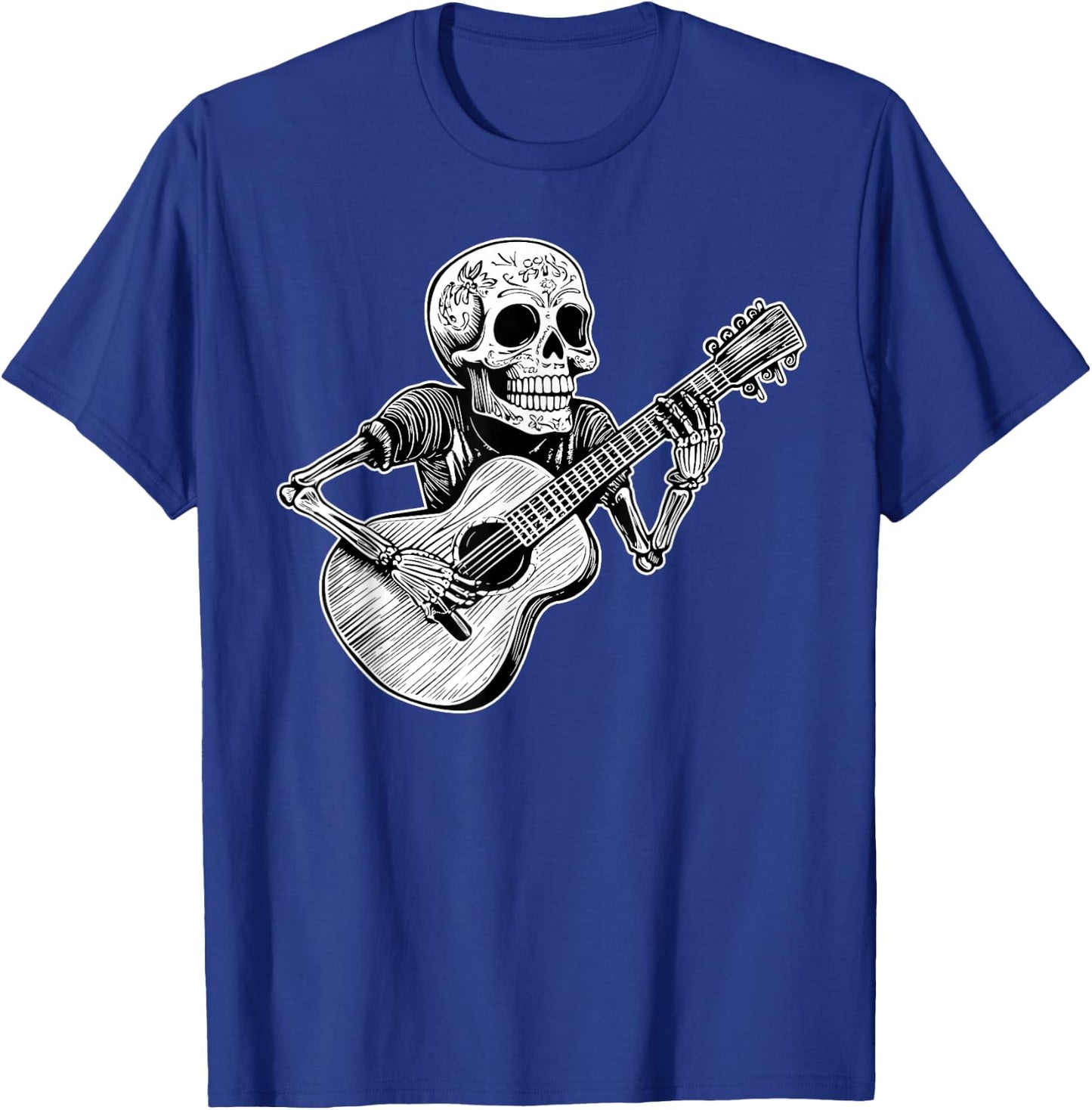 Calaca Guitarist Day of the Dead Design T-Shirt - T-Shirt | Royal