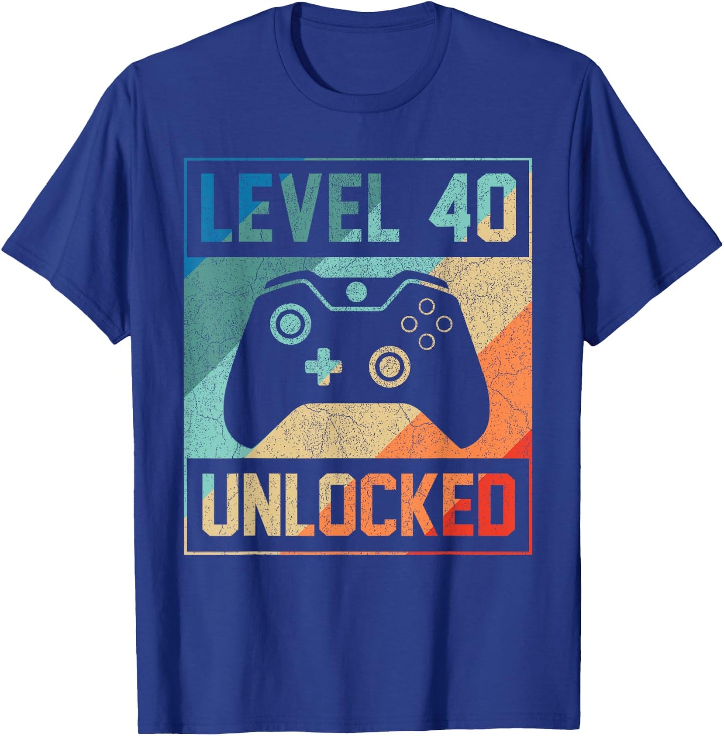 Level 40 Unlocked 40th Video Gamer 40th Birthday Men Shirt T-Shirt - T-Shirt | Royal
