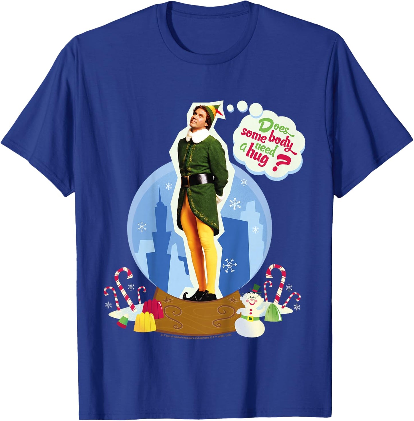 Kids Elf Buddy Do You Need A Hug Text Portrait T-Shirt - T-Shirt | Royal