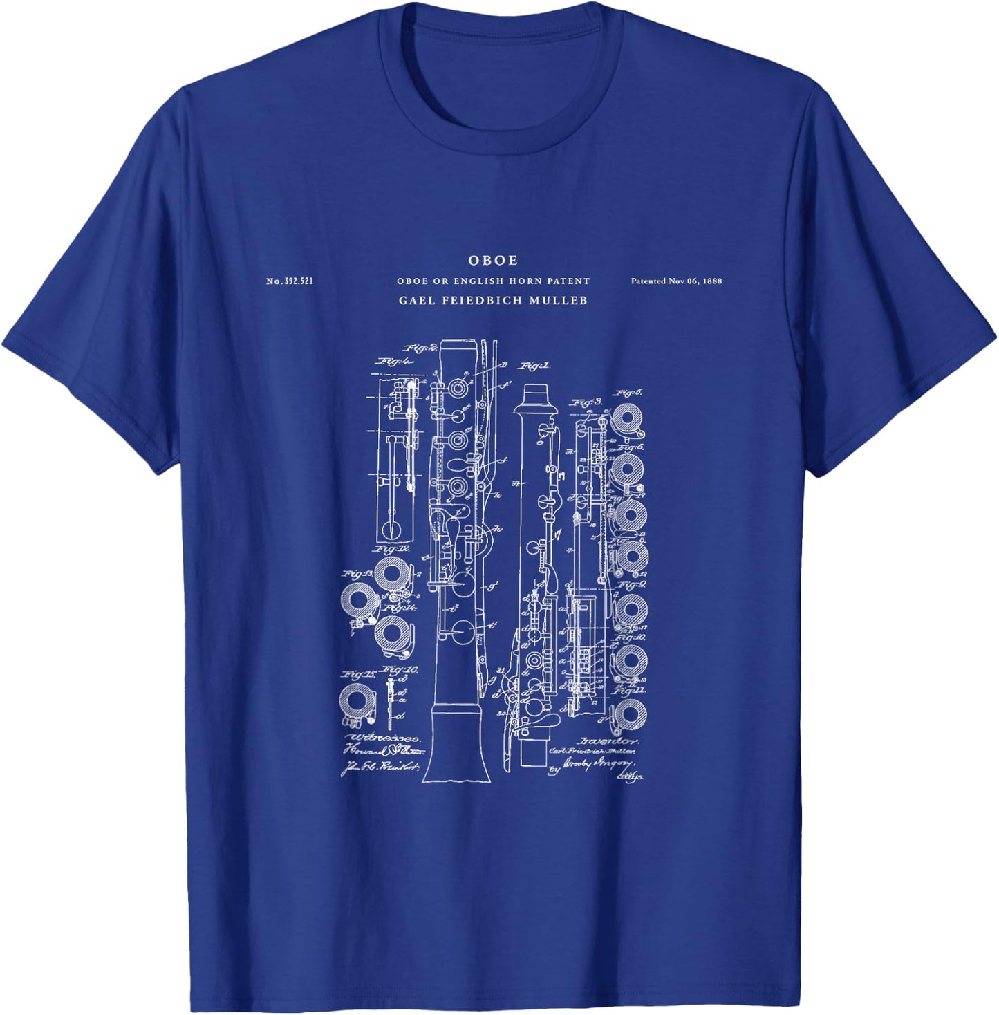 Oboe Patent - Music T-Shirt - T-Shirt | Royal