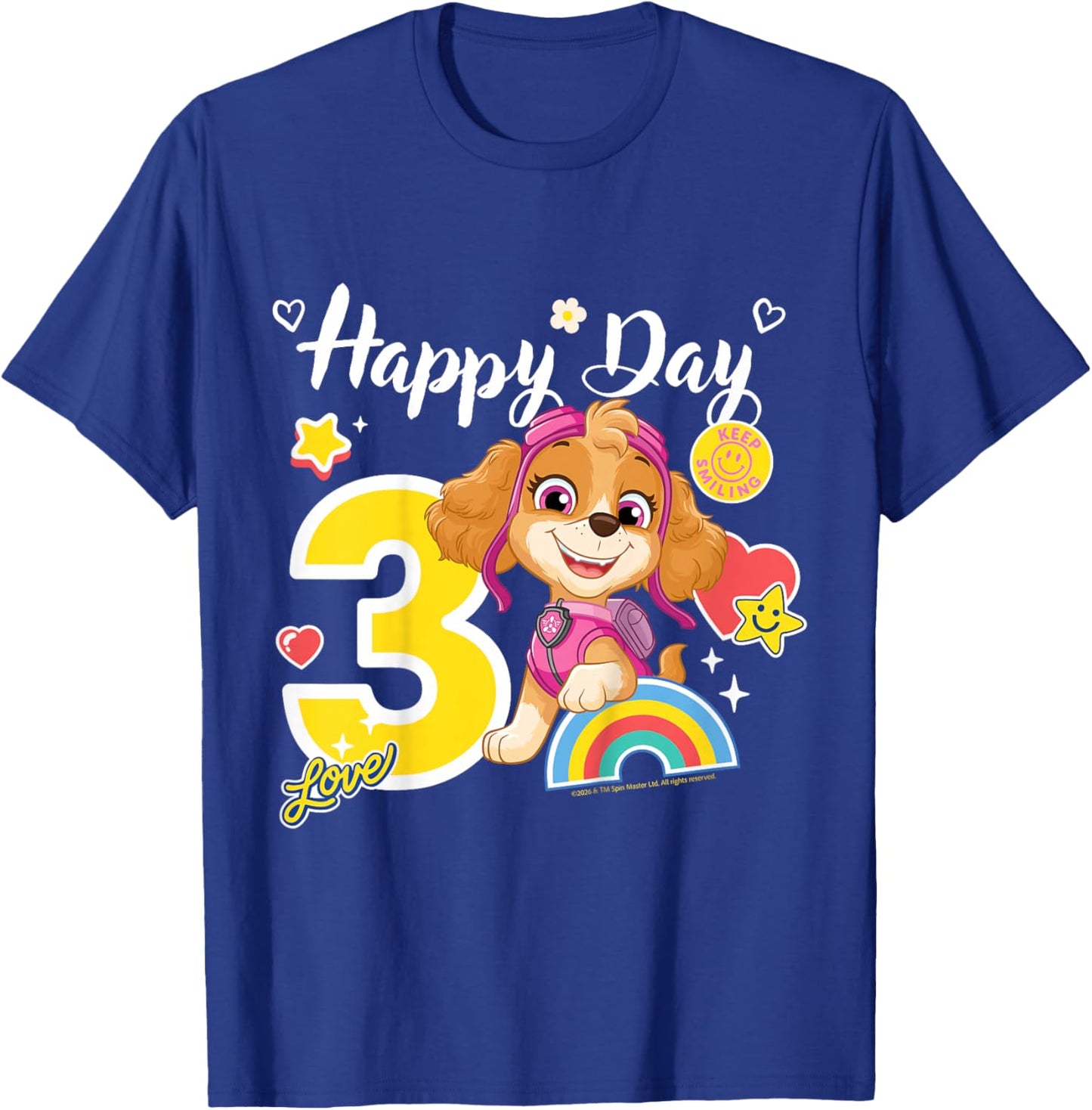 Official Paw Patrol Skye Happy Day Birthday Age 3 T-Shirt - T-Shirt | Royal