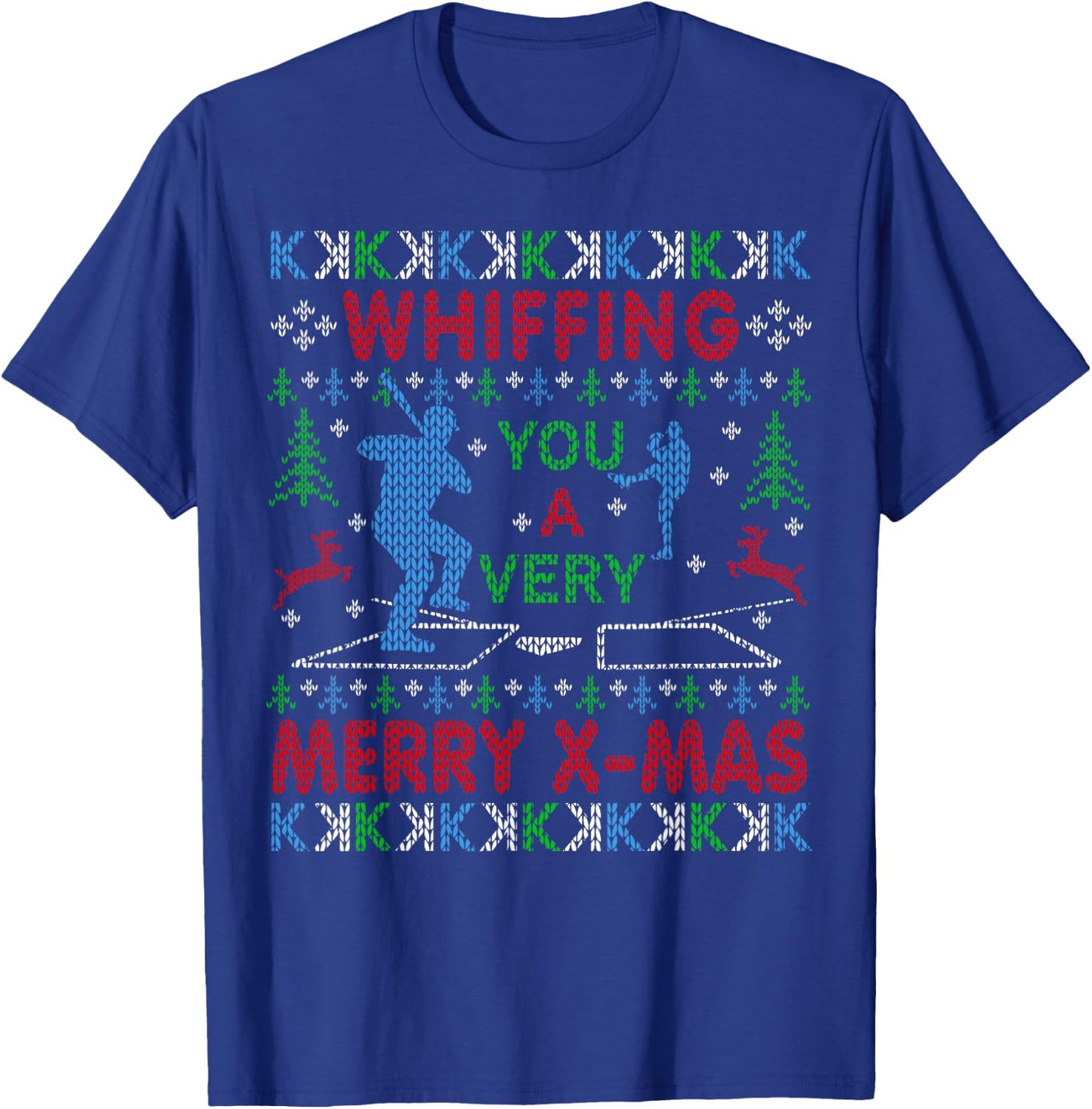 Baseball Pitching Funny Ugly Christmas Sweater Party Shirt T-Shirt - T-Shirt | Royal
