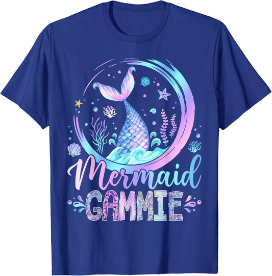 Mermaid Gammie Family Matching Girl Birthday Party T-Shirt - T-Shirt | Royal