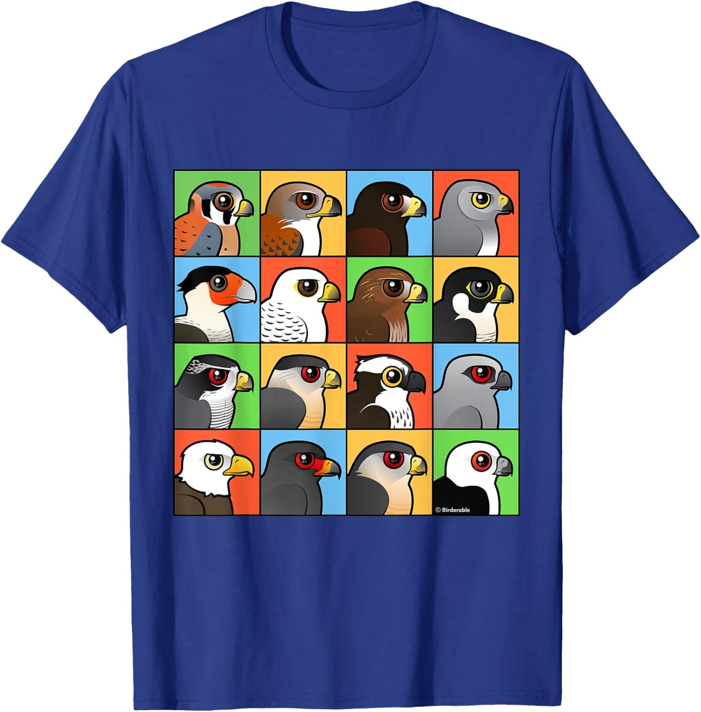 Birds of Prey with 16 Different Birdorable Raptors T-Shirt - T-Shirt | Royal