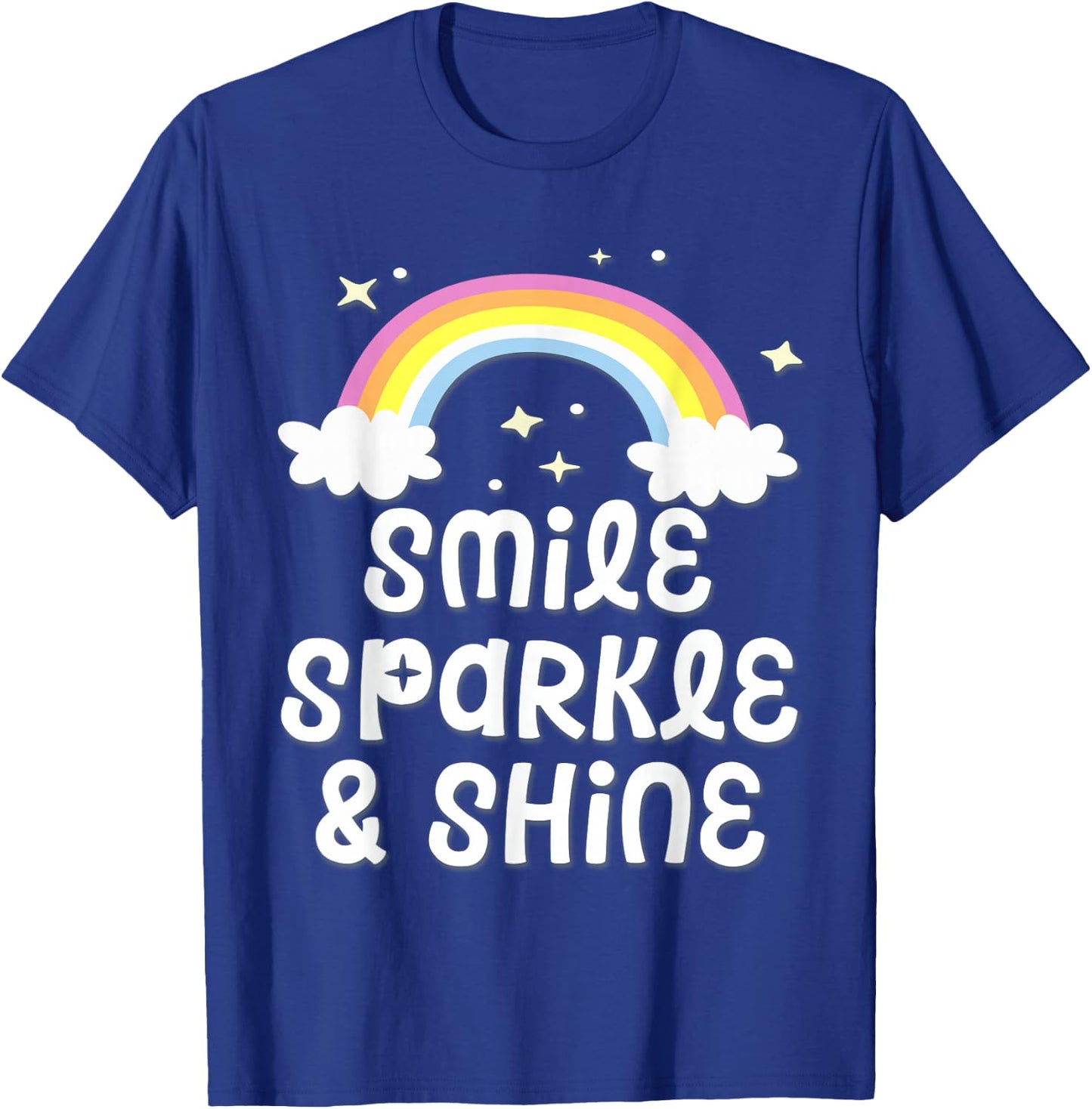 Smile Sparkle Shine- Rainbow with Clouds T-Shirt - T-Shirt | Royal