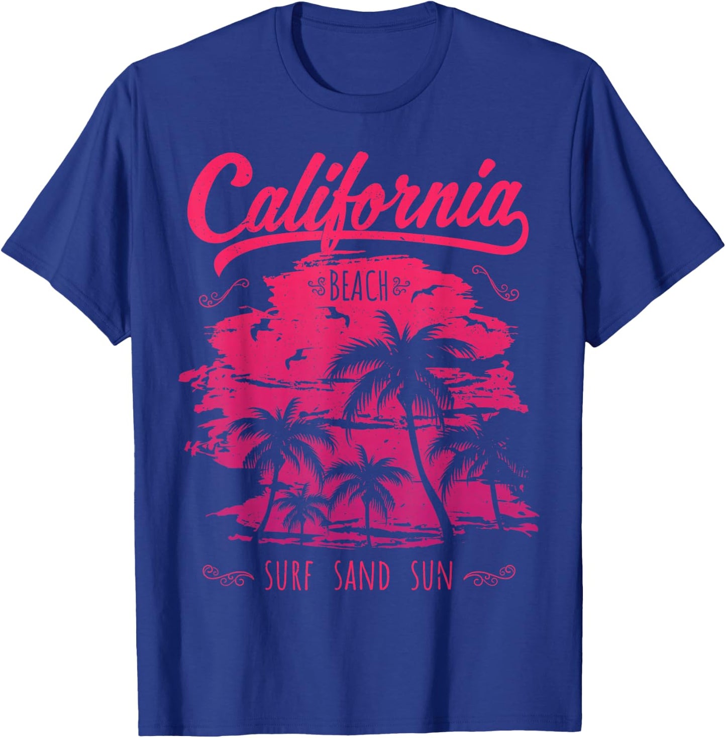 California CA Retro 70's Vintage Skyline Surf Shirt T-Shirt - T-Shirt | Royal