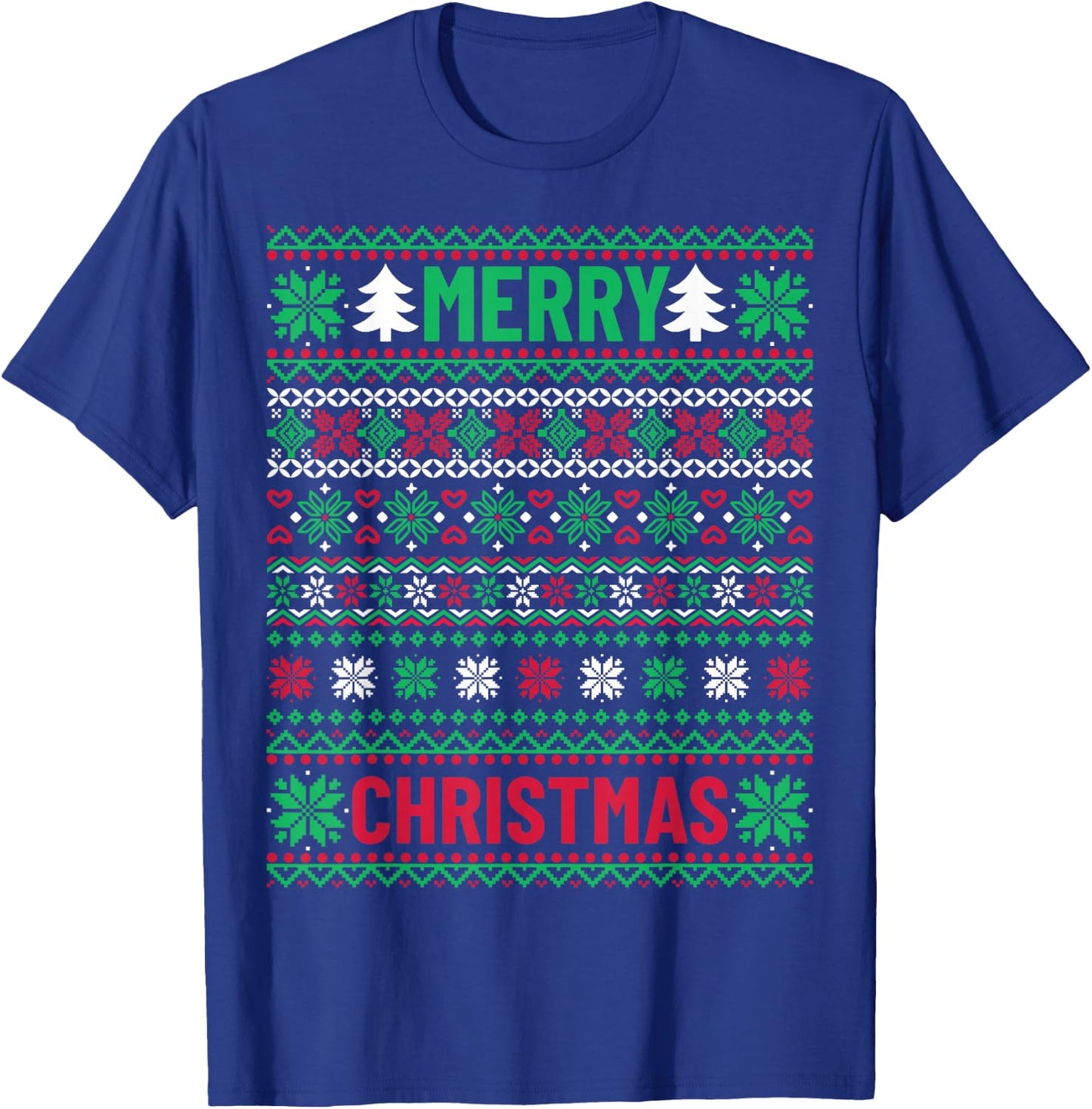Christmas for Ugly Sweater Style Merry Christmas T-Shirt - T-Shirt | Royal