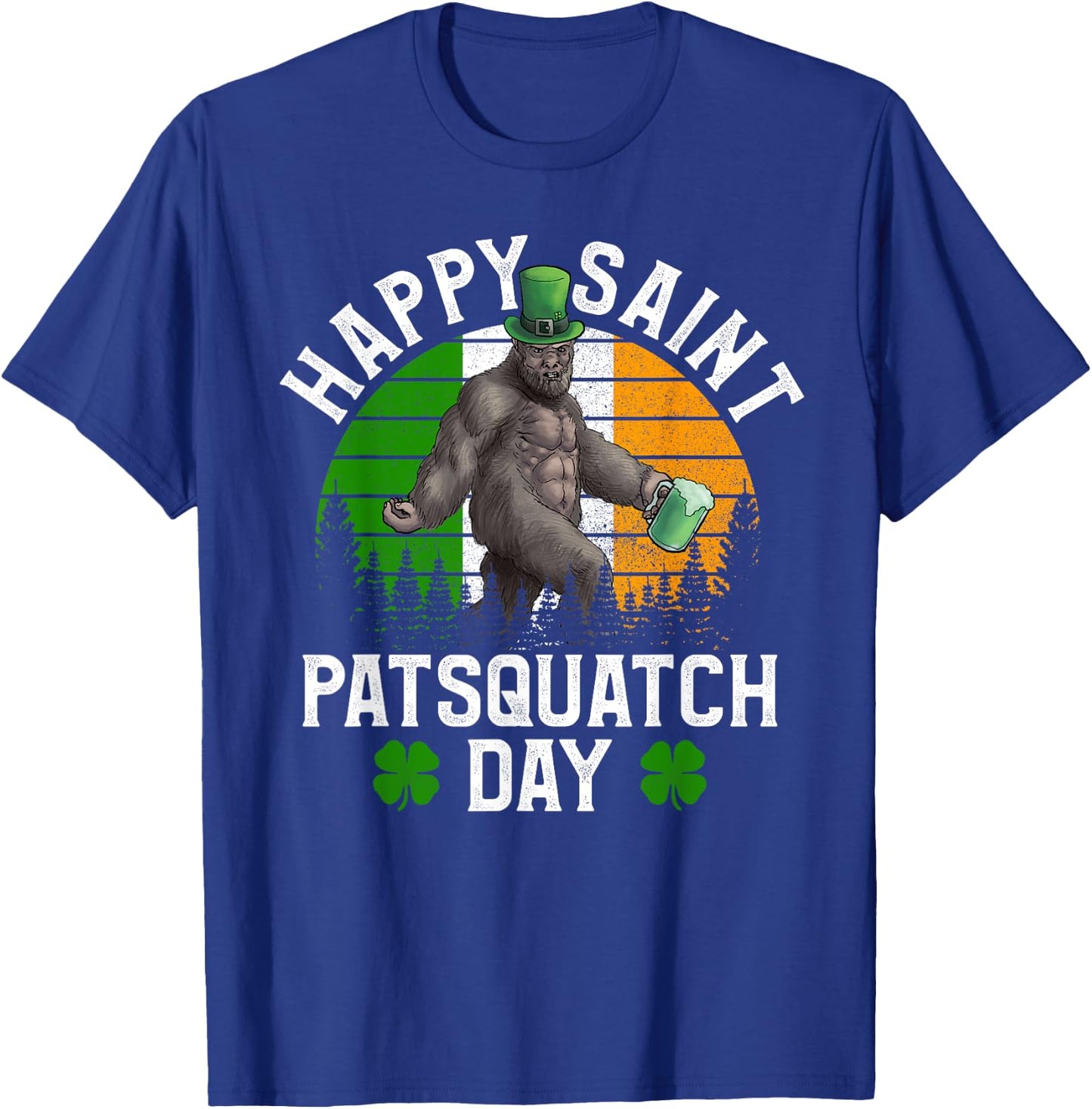 St Patrick's Day Sasquatch Irish Bigfoot Green Beer T-Shirt - T-Shirt | Royal