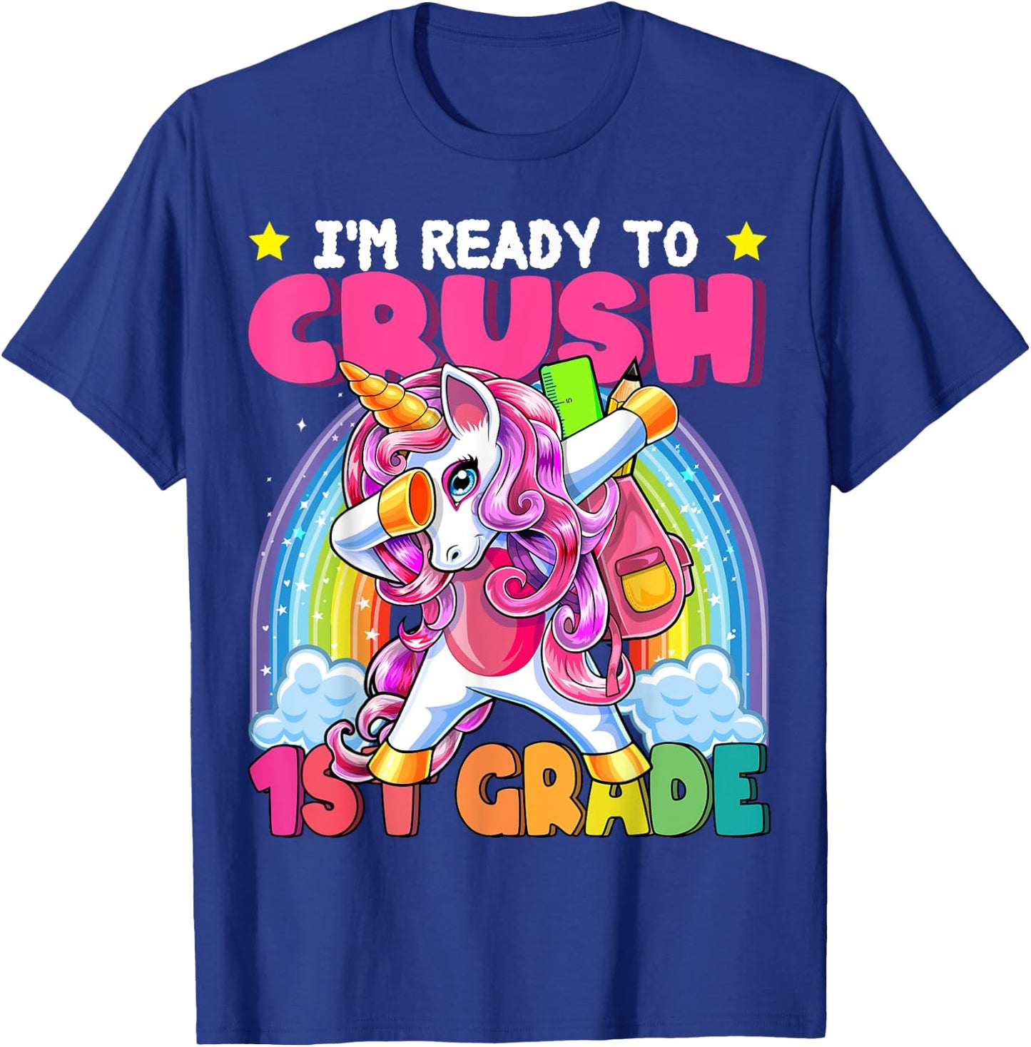 Crush 1st Grade Dabbing Unicorn Back to School Girls Gift T-Shirt - T-Shirt | Royal