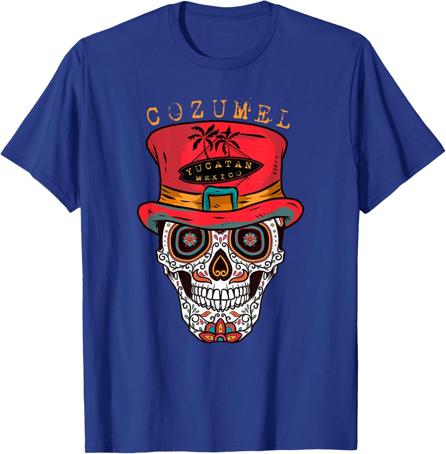 Cozumel Mexico Sugar Skull & Hat Souvenir Shirt T-Shirt - T-Shirt | Royal