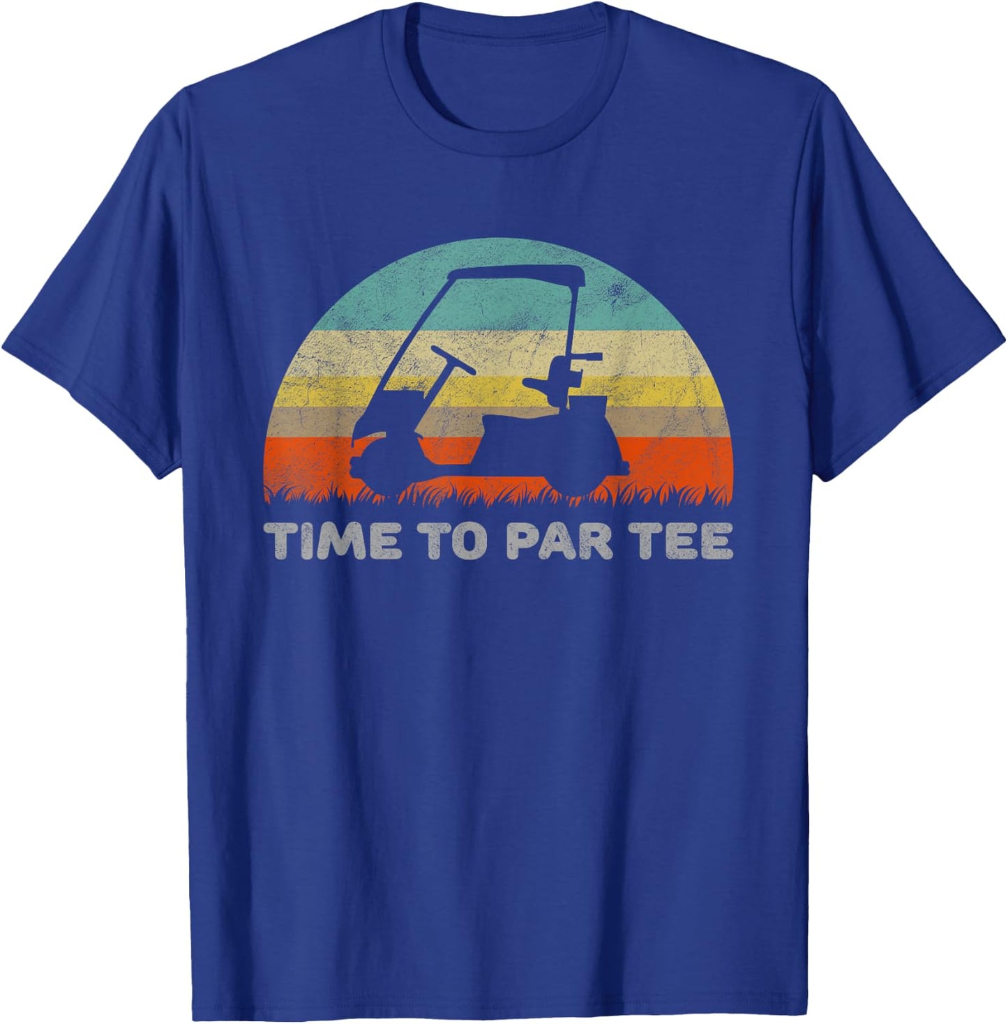 Funny Retro Style Golf Cart With Time To Par Pun T-Shirt - T-Shirt | Royal