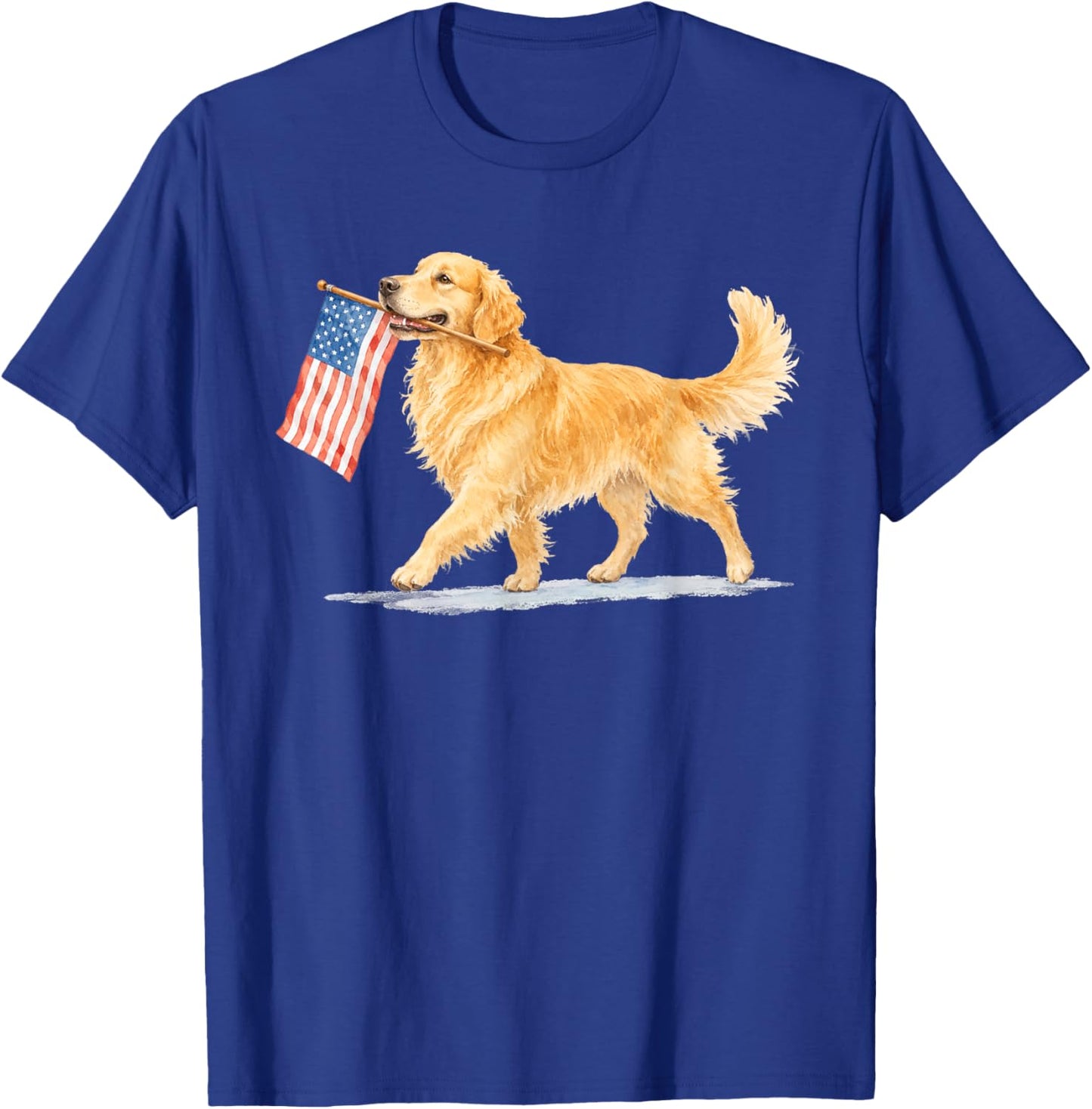 Golden Retriever American Flag Golden Retriever 4Th of July T-Shirt - T-Shirt | Royal