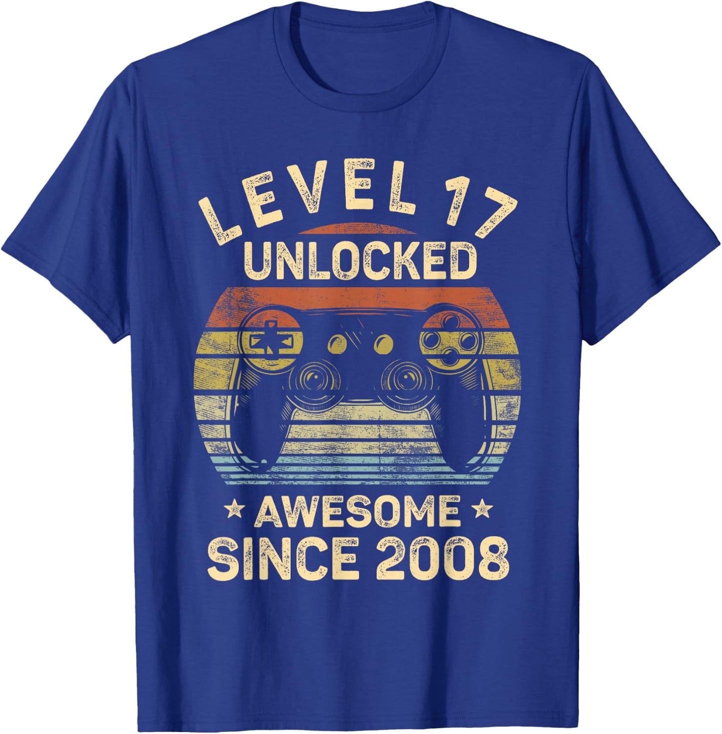Level 17 Unlocked 17th Birthday 17 Year Old Gifts Gamer Bday T-Shirt - T-Shirt | Royal