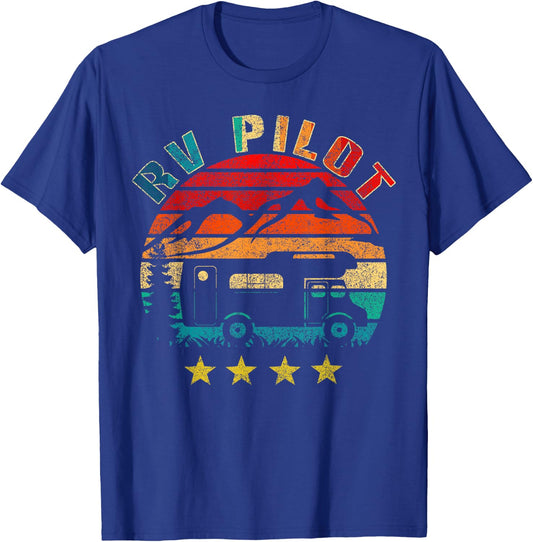 RV Pilot Camping Funny Vintage Motorhome Travel Vacation T-Shirt - T-Shirt | Royal