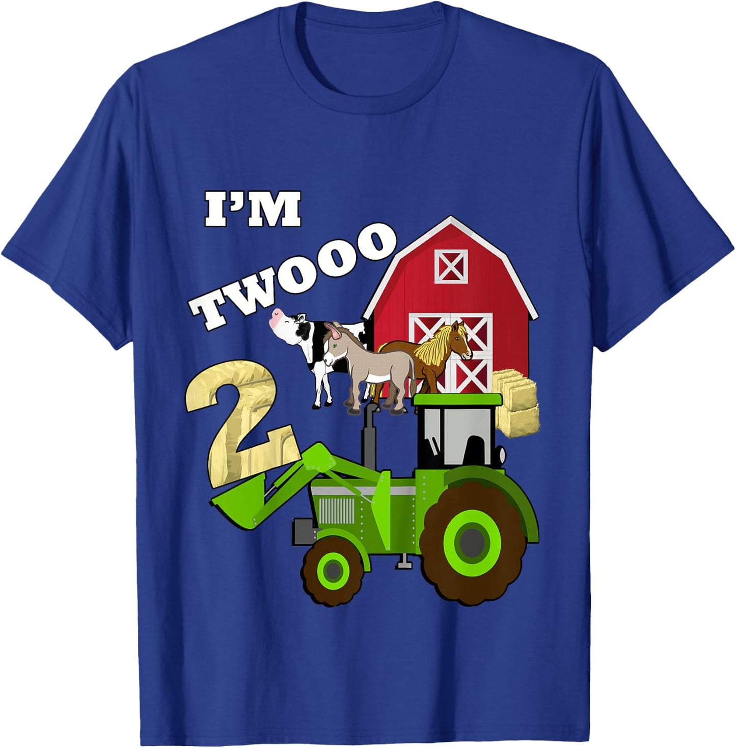 Cute & Sassy Custom Gifts Birthday 2 Im Twooo Tractor Farm Theme Gift T-Shirt - T-Shirt | Royal