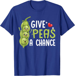 Vegan Vegetable Give Peas A Chance Earth Day T-Shirt - T-Shirt | Royal