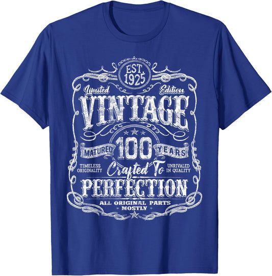 Vintage 1925 Limited Edition 100 year old 100th Birthday T-Shirt - T-Shirt | Royal
