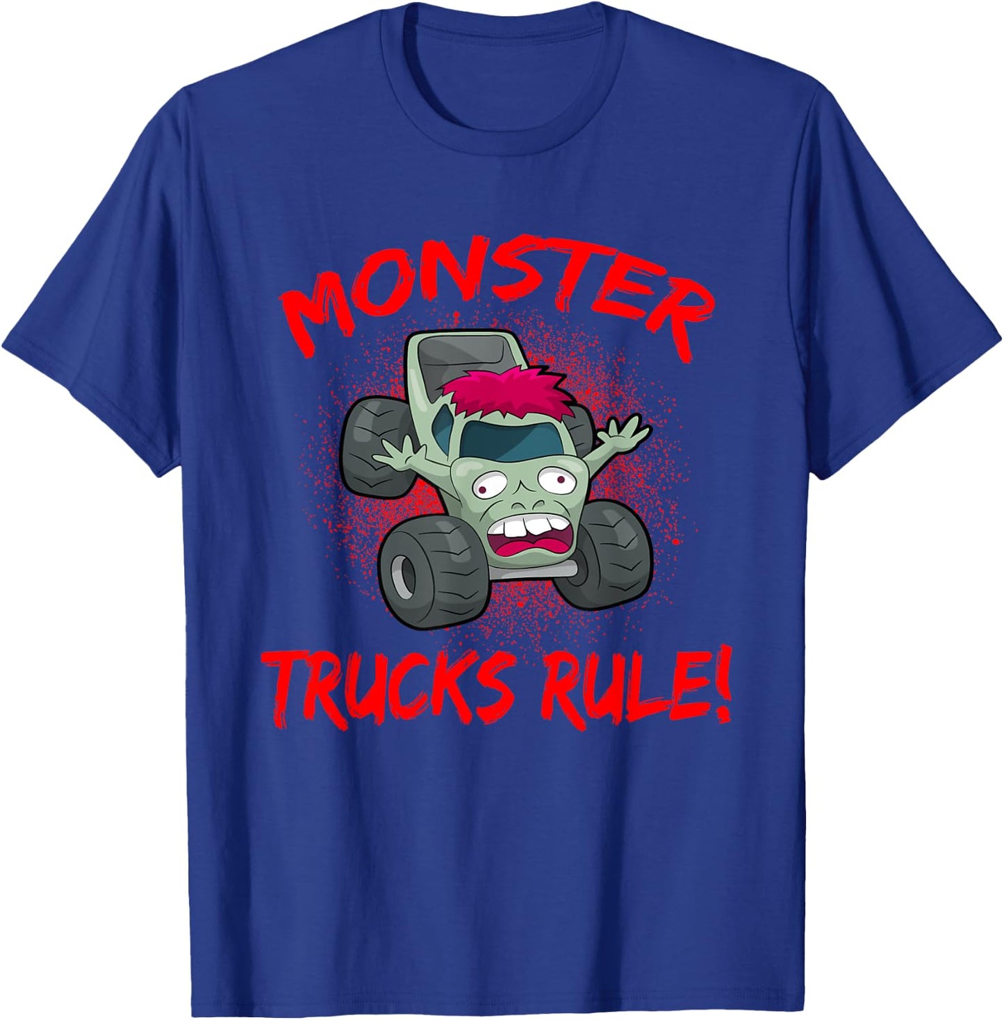 Zombie Cartoon Monster Trucks Rule Big Size Car SUV T-Shirt - T-Shirt | Royal