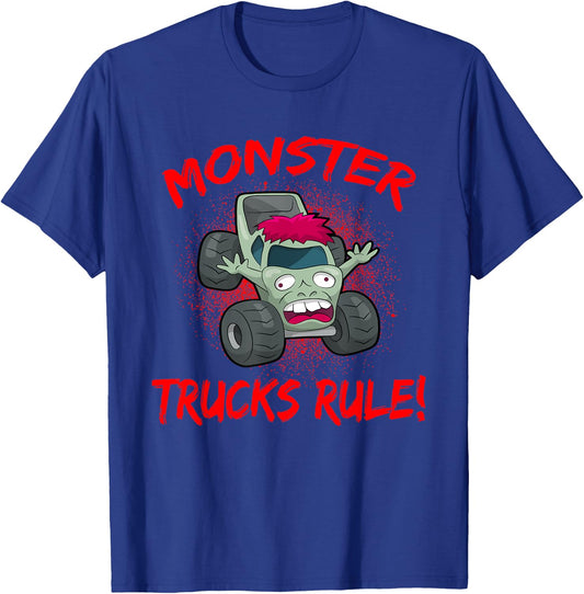 Zombie Cartoon Monster Trucks Rule Big Size Car SUV T-Shirt - T-Shirt | Royal