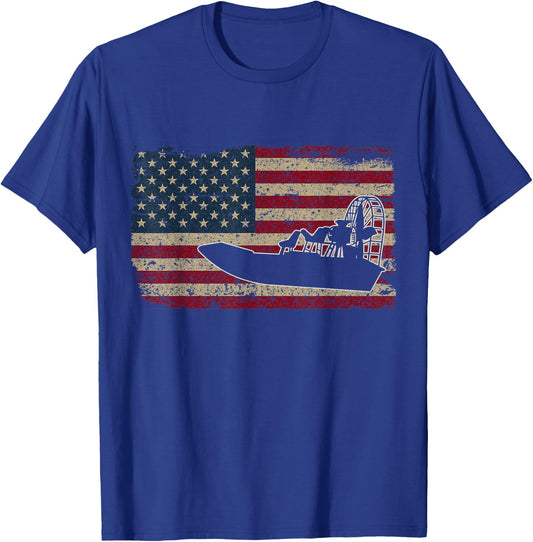 Airboat America Flag I Patriotic Airboat Captain Racing Gift T-Shirt - T-Shirt | Royal